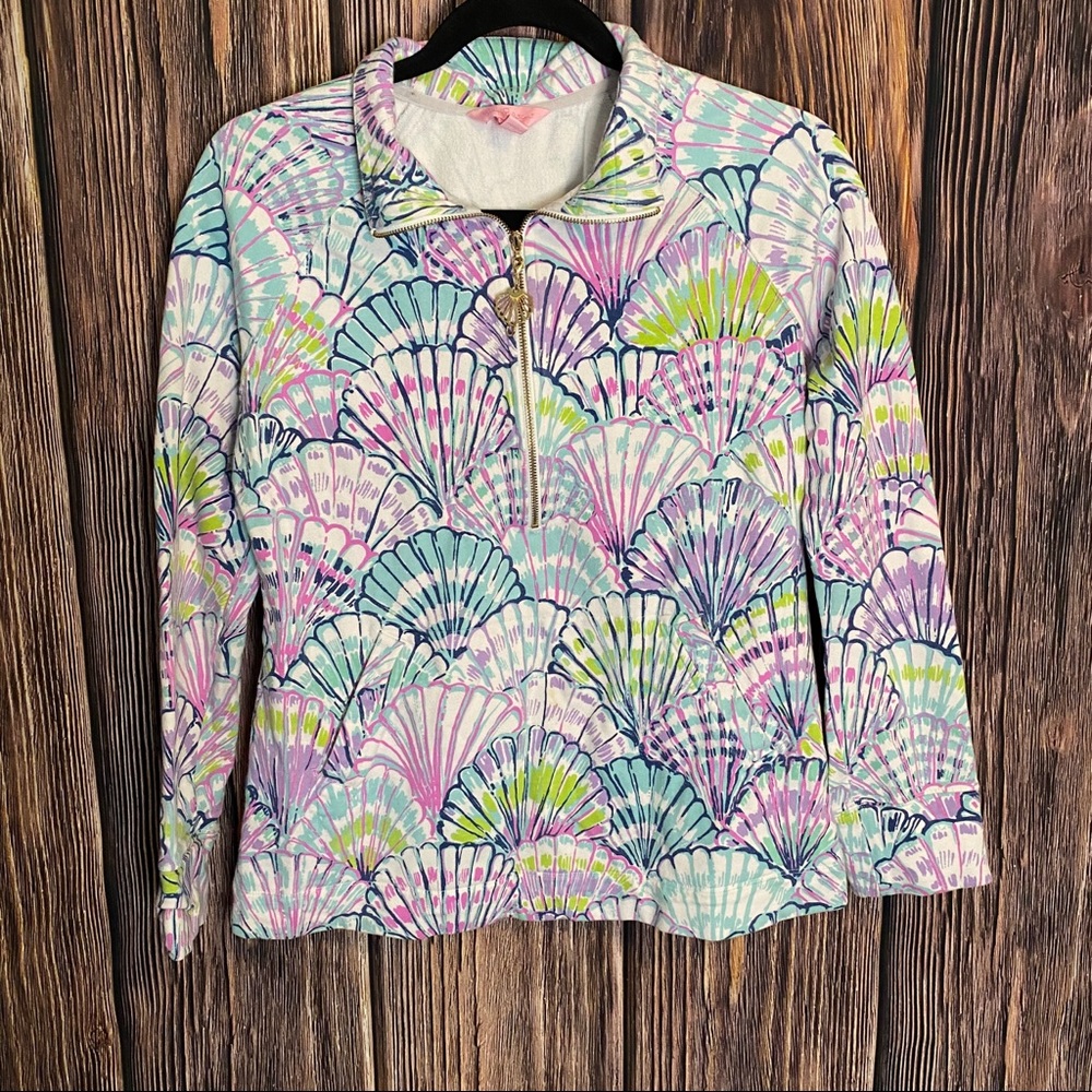 Lilly Pulitzer seashell zip up sweatshirt jacket S